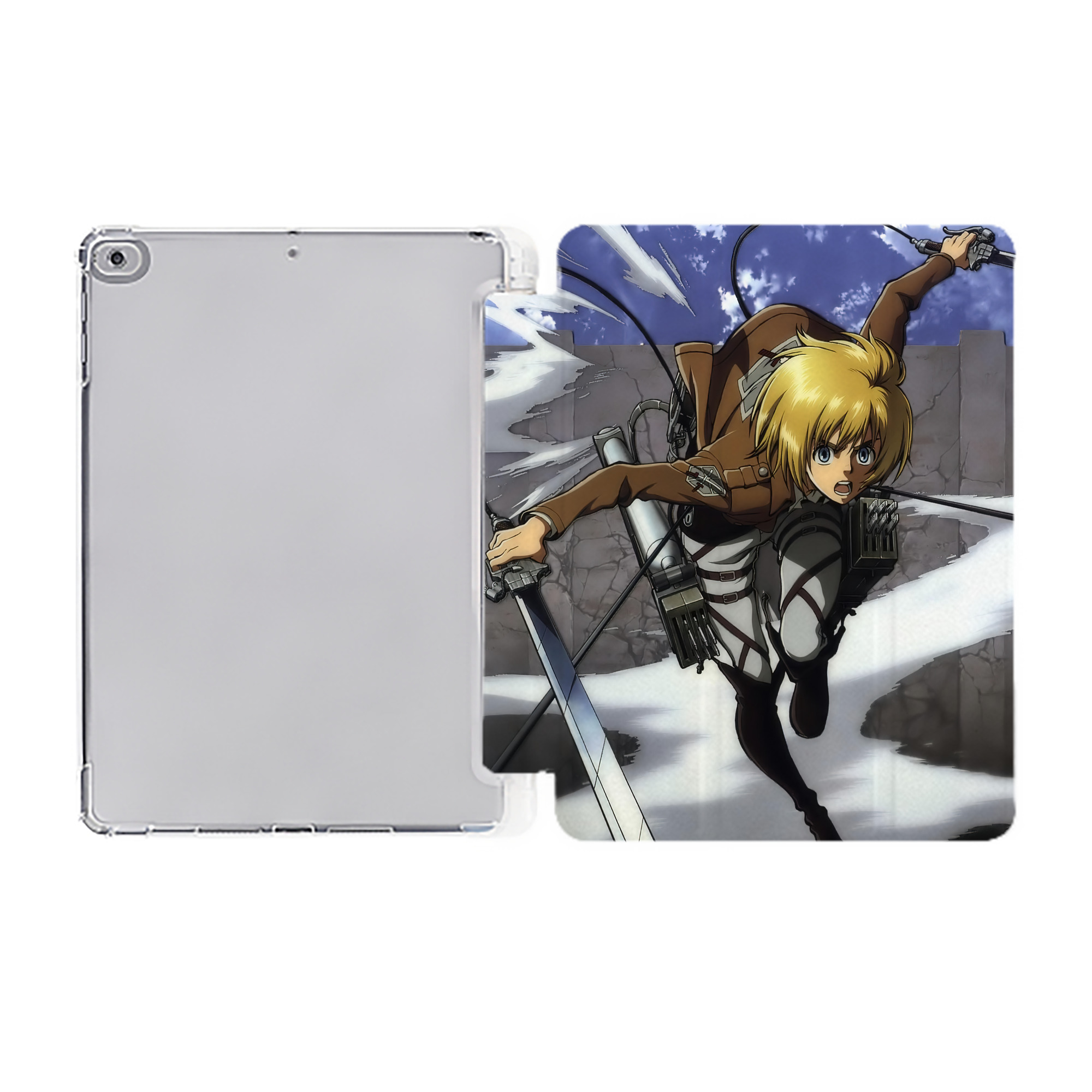 （画像用） 進撃の巨人 Attack on Titan IPad ケース ペン収納付き 三つ折りスタンド PUレザー×シリコン 対応機種9.5/10.5/10.9インチ